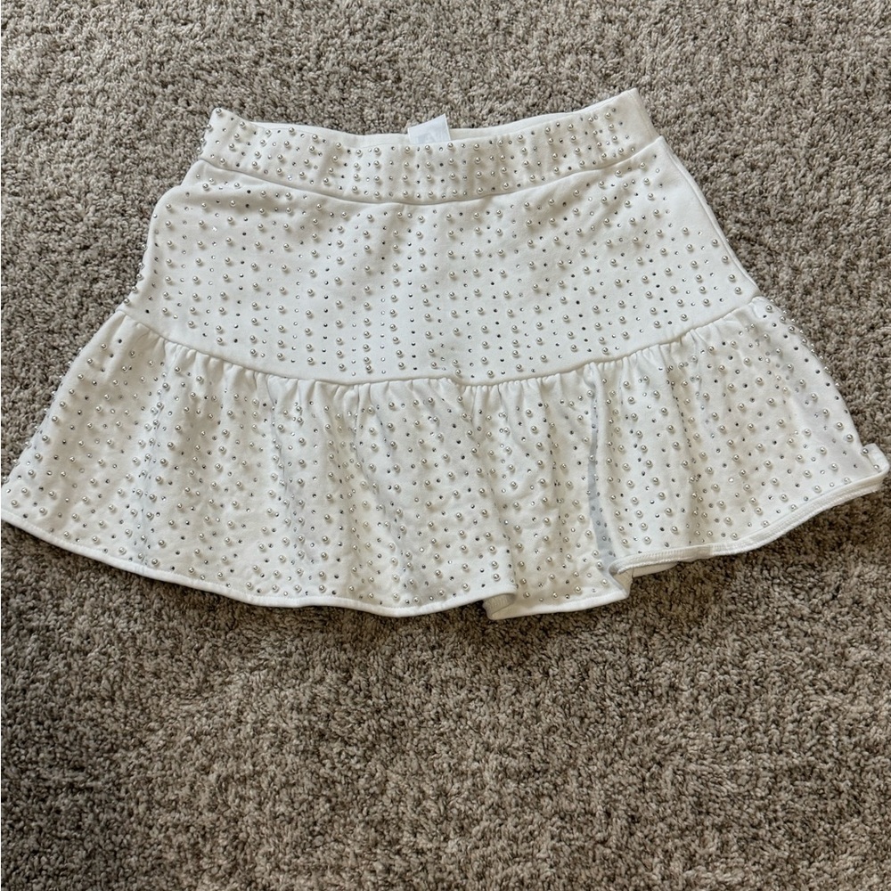 QOS jewel and pearl white skirt.